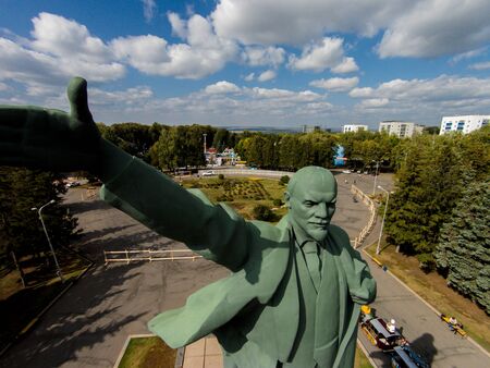 Ufa, Russia - September 08, 2014: Unusual picture of Lenin It makes selfieのeditorial素材