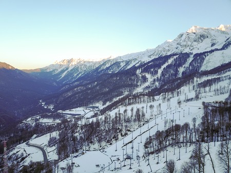 Mountain landscape in Sochi, the Caucasus. View from Air