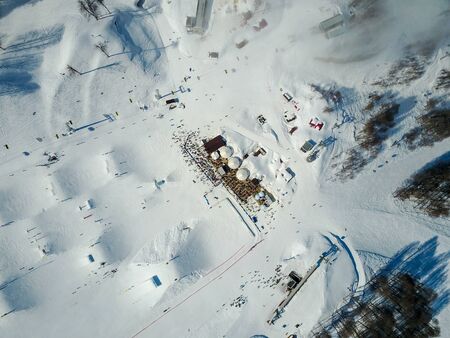 The skiing festival NewStarCamp in Sochi, Rosa Khutor. Aerial viewの写真素材