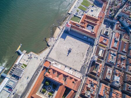 Aerial view of Commerce Square of Lisbon, Portugalの写真素材