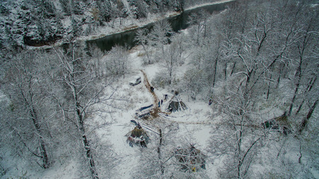 Life in the tipi at winter on Ural mountain