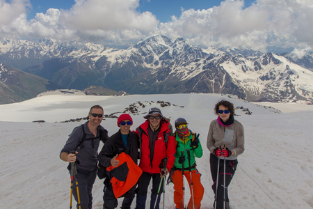 2014 07 Mount Elbrus, Russia: Climbing on mountain Elbrusのeditorial素材