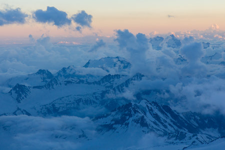 Snowy and deserted slopes of Mount Elbrusの写真素材