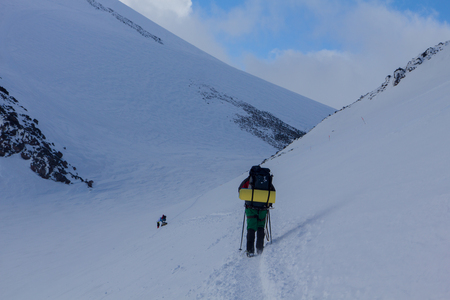 2014 07 Mount Elbrus, Russia: Single man climbs Mount Elbrusの写真素材