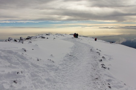 Track on Kilimanjaro to highest peak on the Machame Route Whiskey. 5 dayの写真素材
