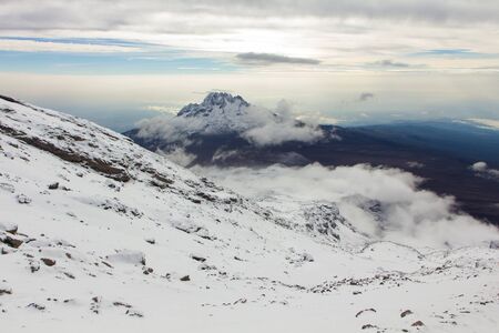 Landscape on top of Kilimanjaro mountain, Tanzaniaの写真素材
