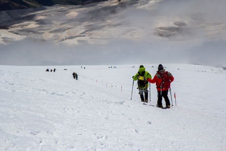 Downhill from to Elbrus mountainの写真素材