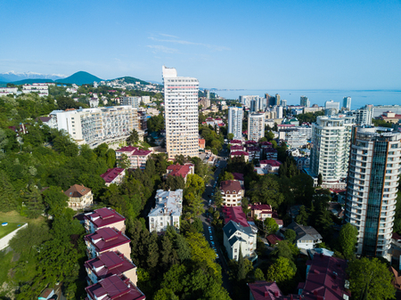 Aerial view of city centerの写真素材