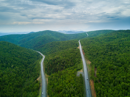 Aerial view of the Russian landscape in summerの写真素材