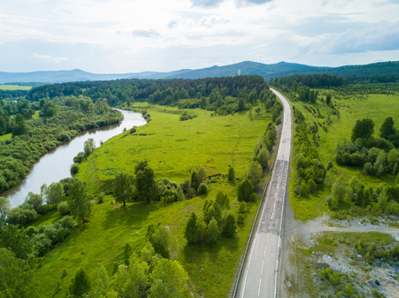 Aerial view of the Russian landscape in summerの写真素材