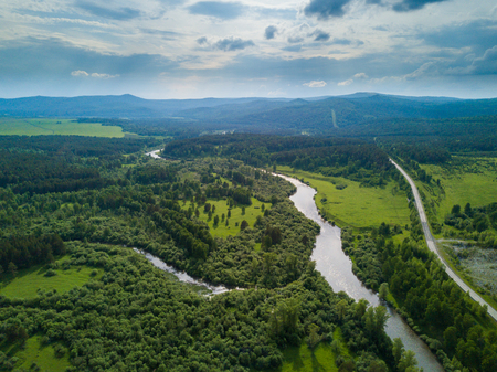 Aerial view of the Russian landscape in summerの写真素材