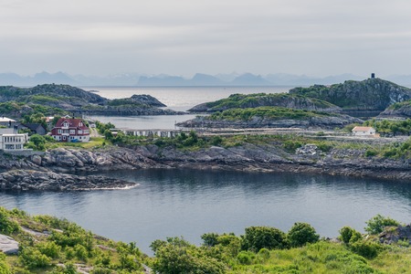 Henningsvaer village. View on rocks. Norway.の写真素材