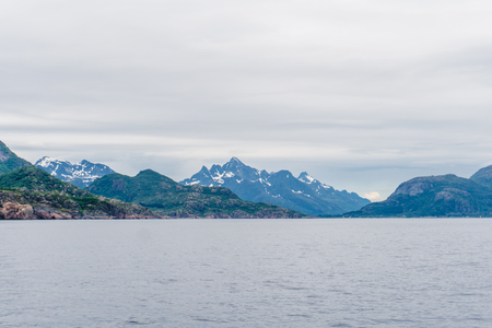 Sailing a yacht in Norwayの写真素材