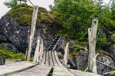 Bridge on a rockの写真素材