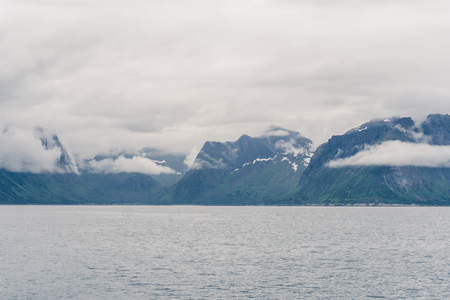 Mountain landscapes on the Norwegian Seaの写真素材
