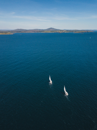 Sailing in the sea in the Irelandの写真素材