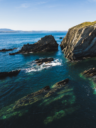 Island cliffs in Ireland, Aerial view in summer
