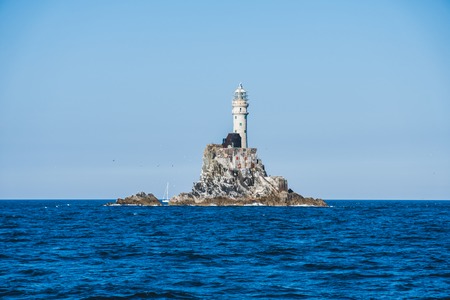Fastnet lighthouse. A view from the boatの写真素材