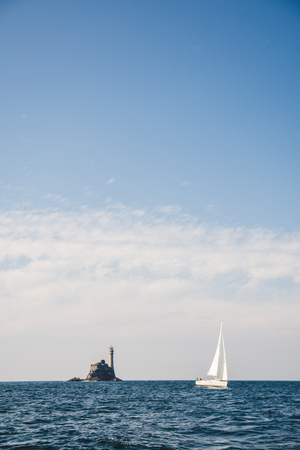Fastnet lighthouse. A view from the boatの写真素材