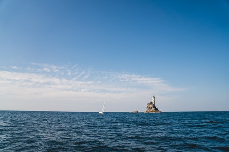 Fastnet lighthouse. A view from the boatの写真素材
