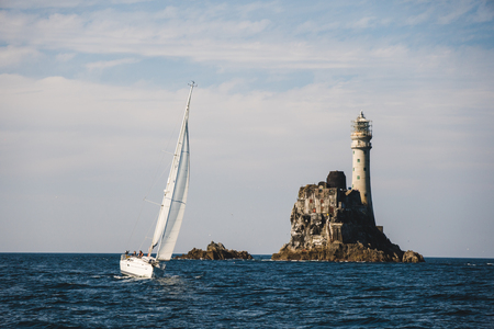 Fastnet lighthouse. A view from the boatの写真素材