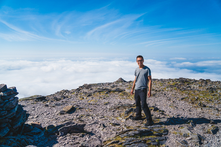 The man on the top of Carrauntoohil.の写真素材