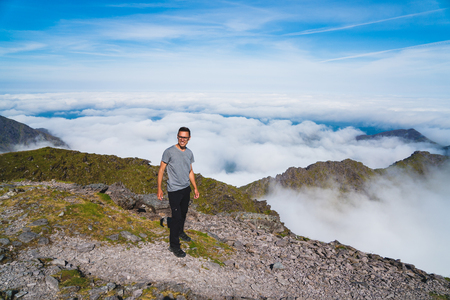 The man on the top of Carrauntoohil.の写真素材