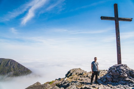 The man on the top of Carrauntoohil.の写真素材