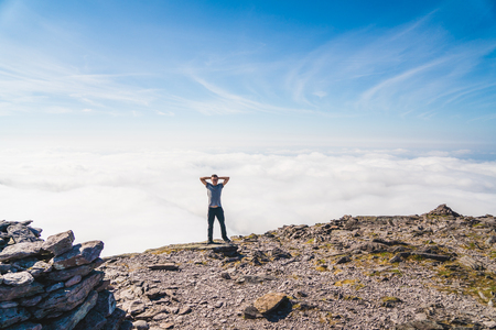 The man on the top of Carrauntoohil.の写真素材