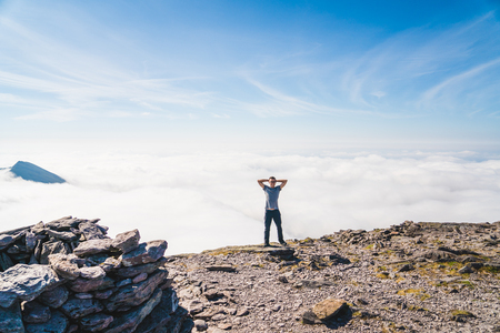 The man on the top of Carrauntoohil.の写真素材