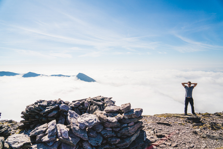 The man on the top of Carrauntoohil.の写真素材