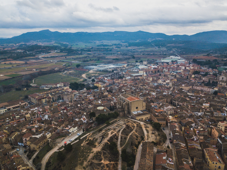 Aerial view of Medieval town Montblanc located near the Tarragonaの写真素材