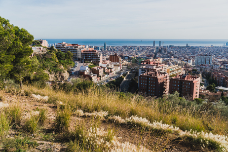Barcelona panoramic view from mountainの写真素材
