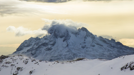 Track on Kilimanjaro on the Machame Route Whiskey. 5 day on the wayの写真素材
