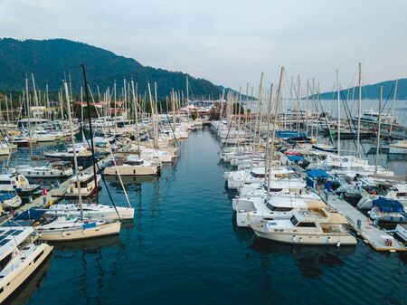 Marmaris / Turkey - 26.10.2019: Marina in Marmaris, aerial shootのeditorial素材