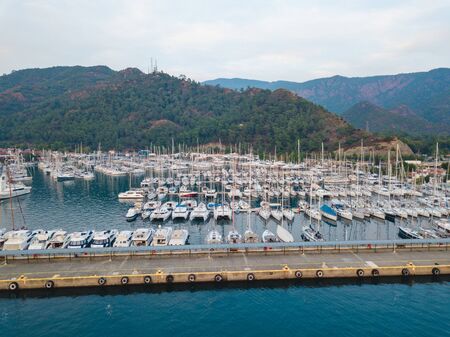 Marmaris / Turkey - 26.10.2019: Marina in Marmaris, aerial shootのeditorial素材