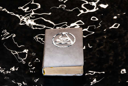 White magic book. Beautiful occult ritual. Power of water. Spititual mood.