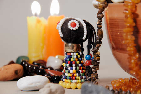 Close-up of occult altar for African Gods. Shamanismの写真素材