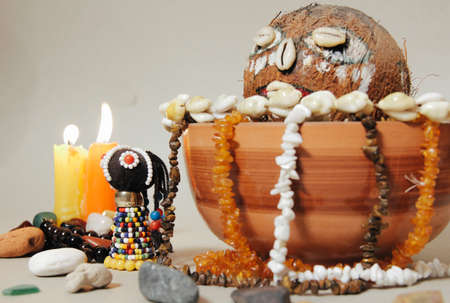 Occult altar for African Gods. Shamanismの写真素材