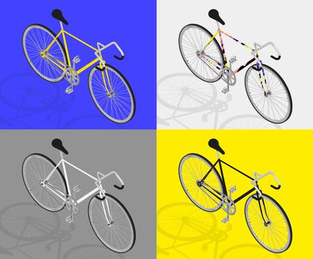 fixed gear bike vector perpective view 3dのイラスト素材