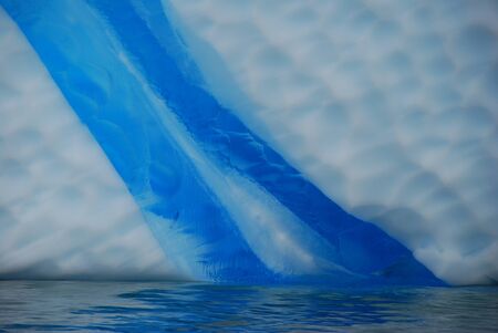 blue streak in white iceberg, close up