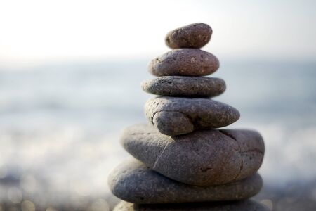 zen stones at the sea