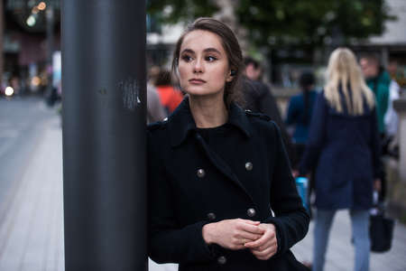 woman on street business portrait model person young beauty walkingの写真素材