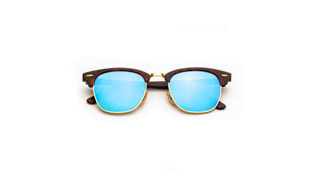sunglasses online shop white background fashion design glasses blue brownの写真素材