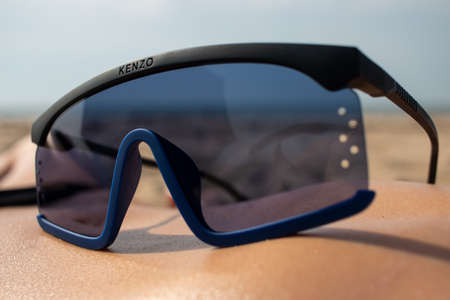 sunglasses online shop white background fashion design glasses blue brownの写真素材