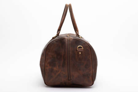 duffel bag travel case leather holdall valise fashion modern carry handleの写真素材