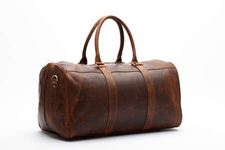 duffel bag travel case leather holdall valise fashion modern carry handleの写真素材