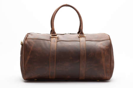 duffel bag travel case leather holdall valise fashion modern carry handleの写真素材