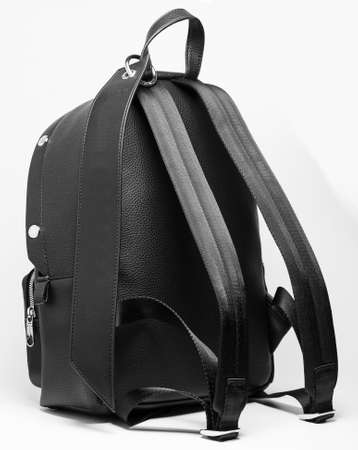 backpack leather bag black baggage modern fashion accessory design objectの写真素材