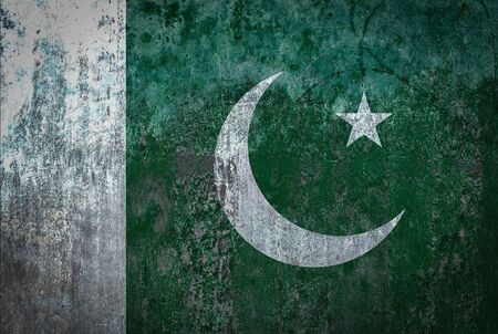 Pakistan Flag painted on a Wallの写真素材